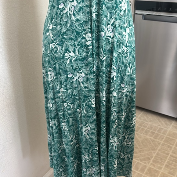 Green Sleeveless V-Neck jerseys knit comfort midi Sundress vacation tropical - Picture 4 of 14